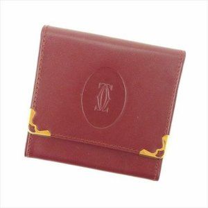 Authentic Used Cartier Wallet Purse Coin Purse Mastline Red leather Woman